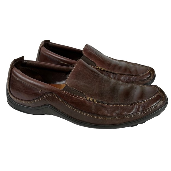 COLE HAAN Brown Genuine Leather Slip On Casual Loafers Slip On Shoes sz 11.5 - Picture 1 of 16